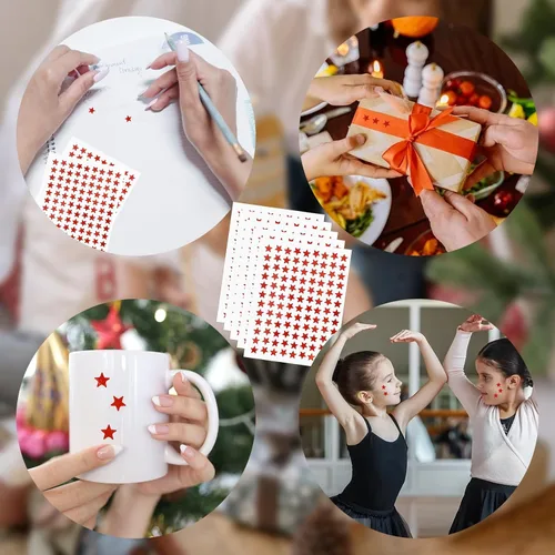 Miniatura 7 de Calcomanías de estrella roja de 0.3 pulgadas de diámetro, 4320 piezas, 40 hojas, calcomanías de recompensa para niños, ideales para gráficos de Rojo
