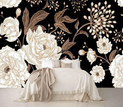 Miniatura 23 de Reyhui - Papel tapiz con imagen de bosque, flores y camino en mural de pared para dormitorio, sala de estar, fondo de TV, sofá