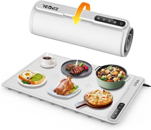 Miniatura 10 de Tapete de calentamiento para alimentos - Bandeja eléctrica de calentamiento de alimentos (24 x 16 pulgadas), calentamiento rápido de superficie