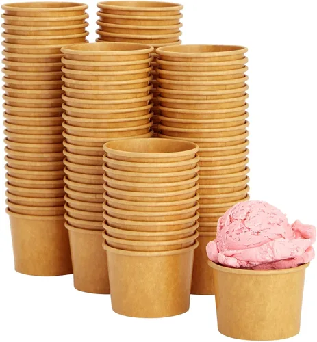 Juvale Vasos de papel desechables para helado, revestimiento resistente a las fugas y tazas de gelato, cuencos de control de porciones de 5 onzas y