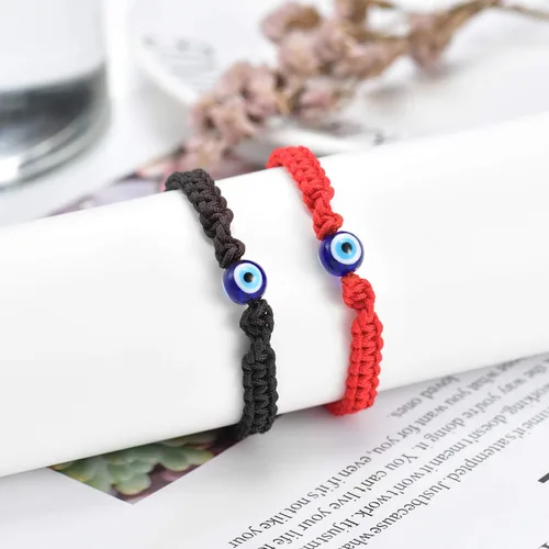 Miniatura 3 de Tarsus Pulsera ajustable de ojo malvado grande de cábala, amuleto de cuerda roja Nazar para familia, pareja, mejor amigo, mujeres, hombres y niñas