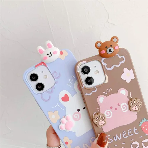 Miniatura 6 de Bonita funda de dibujos animados compatible con Samsung Galaxy S20 FE, funda protectora de goma de silicona suave con personaje de muñeca de Conejo