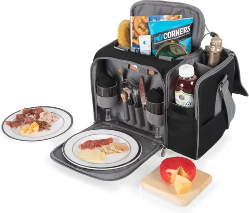 Miniatura 2 de PICNIC TIME Malibu - Enfriador de cesta de picnic, bolsa de almuerzo de servicio completo para 2, bolsa nevera moderna y fácil de llevar, bolsa
