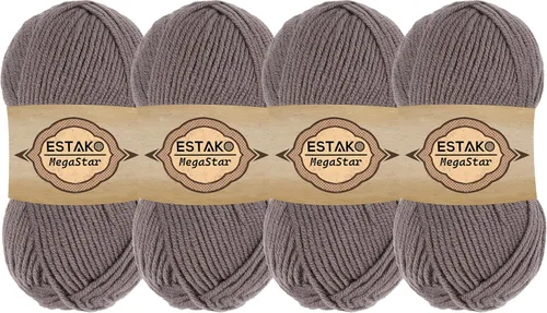 Miniatura 14 de Estako Megastar, 3.52 Oz (100g) de hilo de acrílico 75% y lana 25%, suave, peso grueso voluminoso #5 para crochet y tejer 120 yardas (110m)
