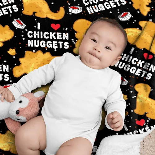 Miniatura 3 de Manta de Nuggets de Pollo - Manta de Franela Ultra Suave de Nuggets de Dinosaurio para Niños - Divertida Manta de Comida Decoración del Hogar