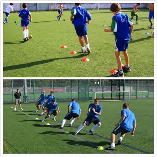 Miniatura 5 de Conos de fútbol (50 unidades), cono de disco de entrenamiento de agilidad, cono deportivo de plástico con bolsa de transporte y soporte para fútbol