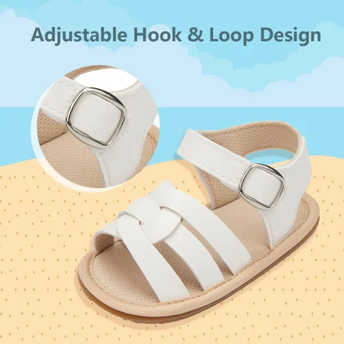 Miniatura 4 de CENCIRILY Sandalias de verano para bebés, niñas y niños, con lazo y suela de goma suave, zapatos planos para caminar