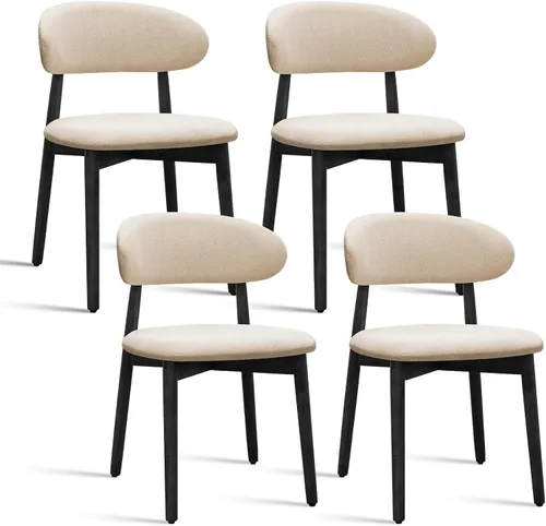 Miniatura 21 de Juego de 2 sillas de comedor de granja, modernas sillas de comedor de madera de mediados de siglo, sillas de comedor tapizadas de tela de granja