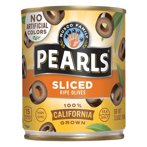 Miniatura 10 de Pearls Aceitunas maduras en rodajas, paquete de 3 unidades, latas de 2.25 onzas