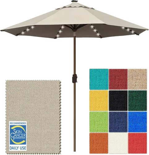 Miniatura 44 de EliteShade - Sombrilla solar de 9 pies / 2.74 metros, con 80 luces LED para patio, mesa al aire libre, con ventilación y cubierta que no se decolora