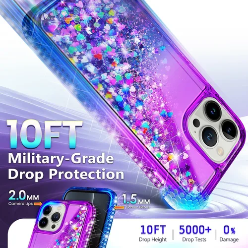 Miniatura 5 de NGB Diseñada para Funda de Teléfono iPhone 11, Morado/Azul Funda Bonita con Purpurina Líquida Brillante para Mujeres Niñas Niños con Protector