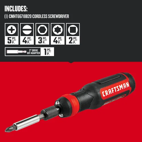 Miniatura 3 de CRAFTSMAN Juego de destornilladores eléctricos de 4 V, 300 RPM, puerto de carga micro USB, indicador de carga de batería de 3 etapas (CMHT66718B20)