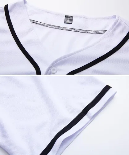Miniatura 3 de babyhealthy Camiseta de béisbol en blanco con botones para hombre, camisetas de hipster, camisetas de softbol deportivo