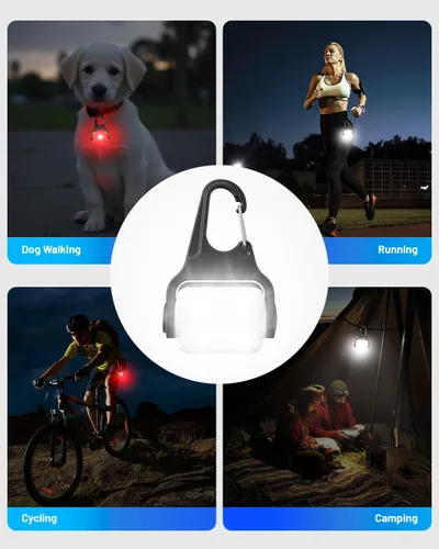 Miniatura 7 de Paquete de 2 luces para collar de perro, luces para perros para caminar por la noche, 4 modos, luz impermeable para perros con clip recargable