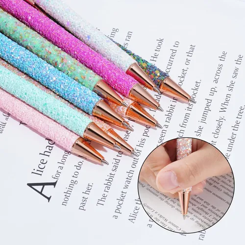 Miniatura 2 de jiebor 11 bolígrafos de fantasía con purpurina, bonitos y divertidos, de metal, retráctiles, para mujeres, escritura, negocios, oficina, suministros