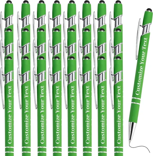 Miniatura 30 de Hasta 500 bolígrafos personalizados a granel con lápiz capacitivo, grabado, juego de bolígrafos con tu nombre, texto para mujeres de negocios