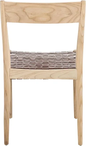 Miniatura 4 de SAFAVIEH Home Collection DCH1201C-SET2 - Silla de comedor de cuero tejido para sala de estar, color negro y natural