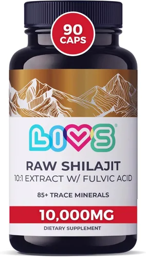 Miniatura 7 de LIVS Cápsulas puras de Shilajit del Himalaya para hombres, 1000 mg por porción con 50% de ácido fúlvico y más de 85 minerales traza, energía