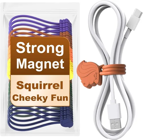 Miniatura 9 de Encantadoras bridas magnéticas de elefante – Paquete de 24, organizadores de cable de silicona reutilizables para el hogar y la oficina, sujeción