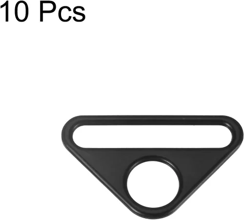 Miniatura 3 de uxcell Ajustador de hebilla triangular Anillos en D Triángulo Ajustador Triángulo con barra Clip giratorio para correa de bolsa, Mate negro