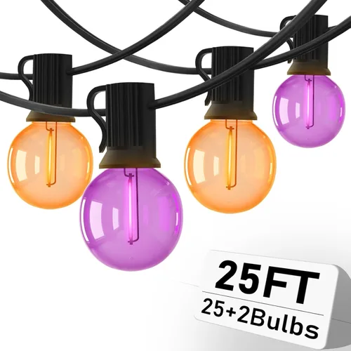 Miniatura 9 de Abeja - Cadena de luces para exteriores, de 25 pies con bombillas LED G40 tipo globo con 27 bombillas de plástico Edison (2 de repuesto), luces