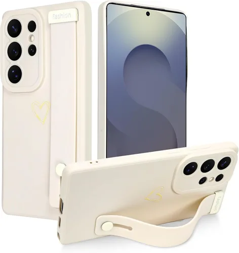 Miniatura 65 de Funda magnética compatible con Samsung Galaxy S25 Ultra para mujeres y hombres, estética flor de durazno, correa de muñeca ajustable incorporada
