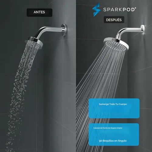 Miniatura 2 de SparkPod - Regadera, lluvia de alta presión, diseño de calidad prémium, instalación en 1 minuto, reemplazo ajustable fácil de limpiar para tu baño