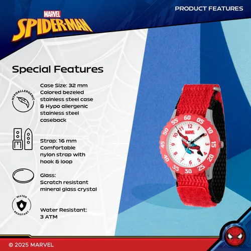 Miniatura 4 de Marvel Spiderman Watch for Kids - Spiderman Watch Boys - Spider-Man Watches for Boys 4-6 - Kids Toys- Marvel Toddler - Teen - Red Bezel