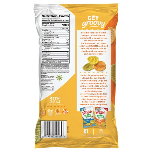 Miniatura 2 de Sensible Portions Garden Veggie - Chips de crema agria de cheddar ondulado, 6 onzas