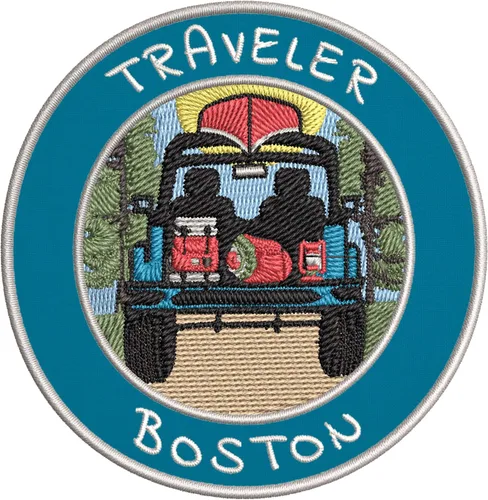 Miniatura 6 de Parche bordado de Boston de alta calidad para planchar o coser, insignia decorativa, emblema de recuerdo de vacaciones, equipo de viaje, ropa, Rojo