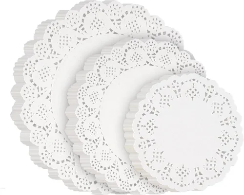 Svalor Tapetes de papel de encaje de varios tamaños, tapetes de 4.5 pulgadas, 6.5 pulgadas y 8.5 pulgadas para alimentos, 99 piezas de tapetes de