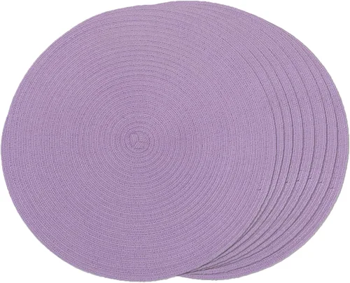 Miniatura 17 de FunWheat Juego de 4 manteles individuales redondos trenzados para mesas de comedor, manteles tejidos resistentes al calor, 15 pulgadas