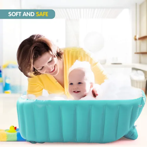 Miniatura 4 de Bañera inflable para bebé con bomba de aire, bañera para bebé, bañera para niños pequeños, lavabo de ducha plegable para recién nacido, bañera