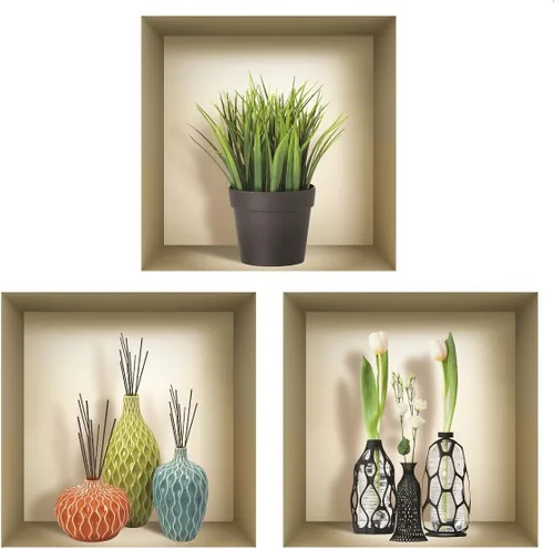 Miniatura 13 de Arte de pared 3D, juego de calcomanías de nicho, decoración de pared 3D, calcomanías de pared para sala de estar, calcomanías de pared