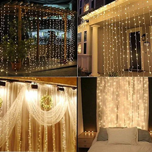 Miniatura 3 de Geanmoki 306 LED Cadena de luces de cortina de ventana para decoración de pared de boda, fiesta, hogar, jardín, dormitorio, interior o exterior