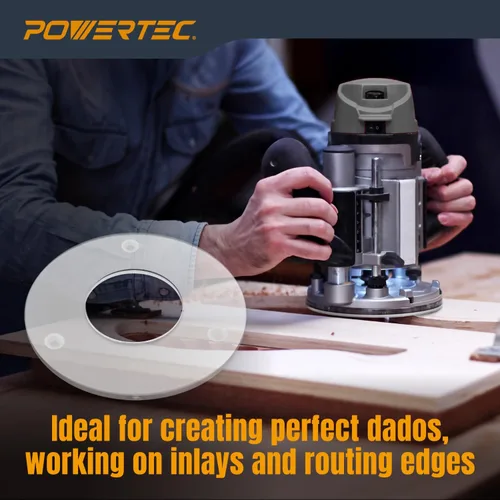 Miniatura 5 de POWERTEC Placa base de router de 2-1/2 pulgadas de diámetro, acrílico transparente con múltiples agujeros preperforados, tornillos para fácil Placa