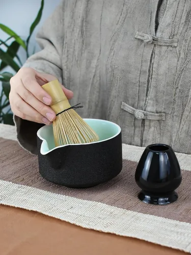 Miniatura 8 de Juego de herramientas de matcha Artcome Premium en negro, incluye tazón de matcha con asa, batidor, soporte, cuchara y manual