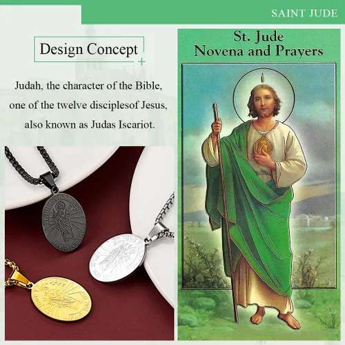 Miniatura 4 de FaithHeart Collar de San CristóbalJudeJosephAnthonyThomasBenedictoPatricio collar de acero inoxidable medalla de santos católicos patronos joyería