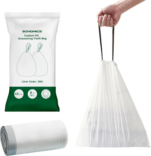 SONGMICS Bolsas de basura con cordón para cocina, preseparadas, desgarro rápido, para botes de basura de 8 galones (30 L), código de revestimiento