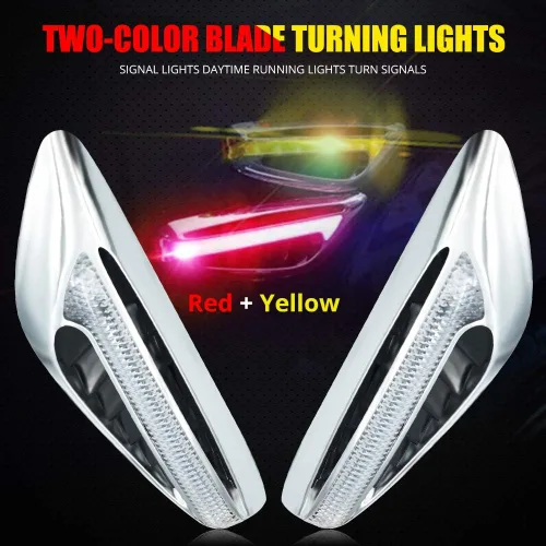 Miniatura 2 de Luces LED de posición laterales en forma de hoja, luces de conducción de doble color (blanco y amarillo/ámbar) para motocicletas, paquete de 2