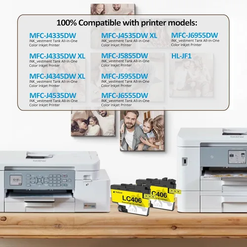 Miniatura 2 de Paquete de 2 cartuchos de tinta compatibles LC406 amarillos para impresora Brother LC406 Y LC406YS para Brother MFC-J4335DW MFC-J4345DW MFC-J4535DW