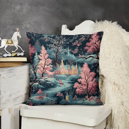 Miniatura 11 de Funda de cojín decorativa para sofá de 22 x 22 pulgadas, diseño de villancicos de Navidad, para sala de estar feliz invierno, para sofá Patrón 4