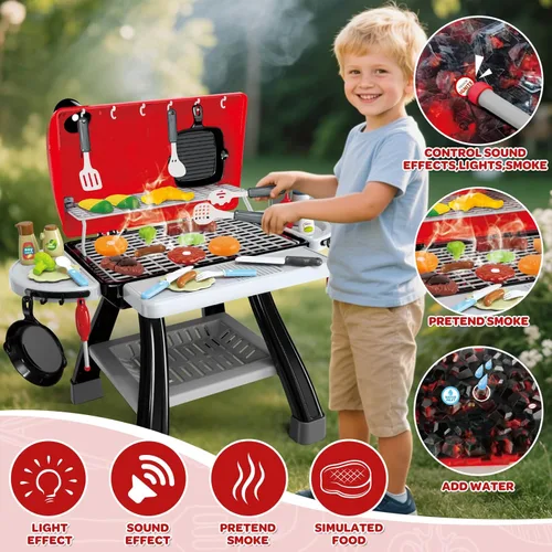 Miniatura 3 de Juego de juguetes de cocina de 35 piezas, juego de parrilla de juguete para BBQ, juego de juguetes de cocina, juego de pequeño chef, juego de Negro