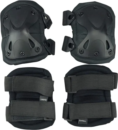 Miniatura 7 de Almohadillas Protectoras Tácticas de Combate para Rodilla y Codo para Juegos de Paintball CS al Aire Libre, Ciclismo, Seguridad, Equipo de Negro