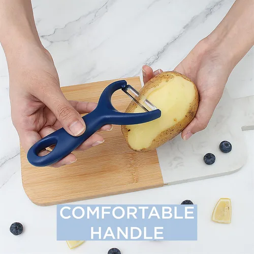 Miniatura 6 de Social Chef - Juego de 2 peladores de verduras con hoja de acero inoxidable, pelador en Y y pelador giratorio para pelar papas, verduras y frutas