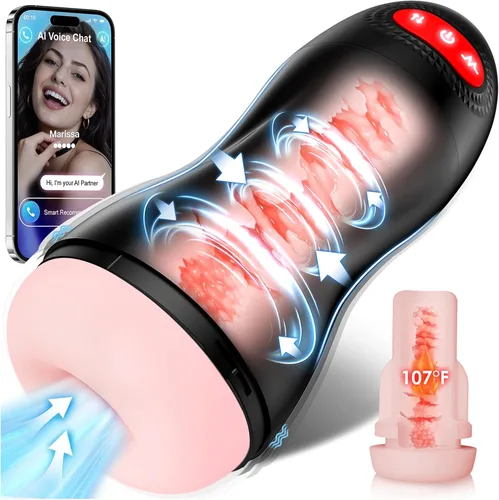 Miniatura 7 de Masturbador masculino automático, bomba de pene con 9 succiones y 10 vibraciones y calentamiento, juguetes sexuales masculinos, masturbador de Negro