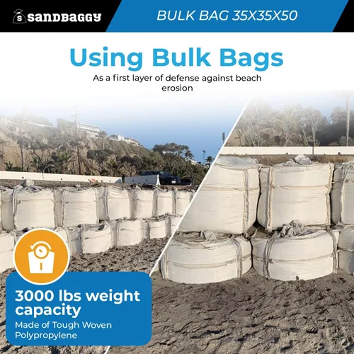 Miniatura 3 de Sandbaggy FIBC Bolsa a granel 35 pulgadas de largo x 35 pulgadas de ancho x 50 pulgadas de alto Bolsas de arena grandes Bolsa de grado