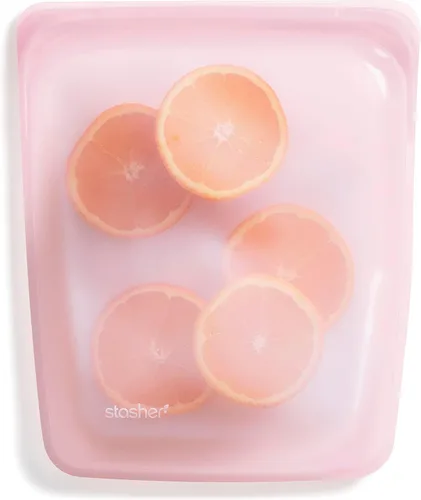Miniatura 16 de Bolsa de almacenamiento de alimentos reutilizable de silicona premium Stasher de medio galón, color negro, apta para microondas, sous vide
