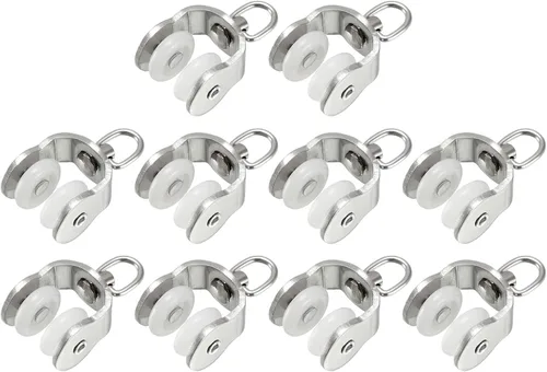 METALLIXITY Rodillos de pista de cortina (0.63 pulgadas), 20 unidades, portadores de plástico con ruedas dobles para cortina deslizante, para rieles