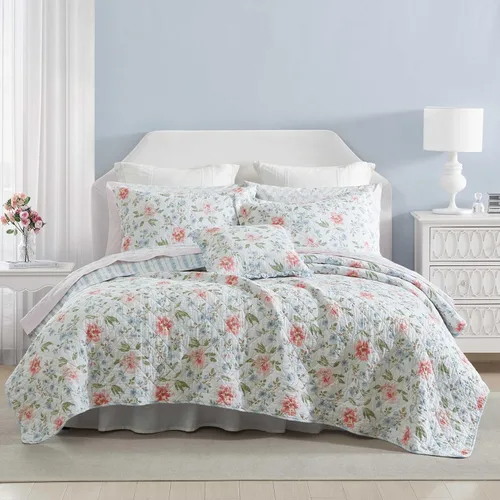 Miniatura 9 de Laura Ashley - Juego de edredón Queen, ropa de cama reversible de terciopelo sólido, decoración del hogar para todas las estaciones con fundas